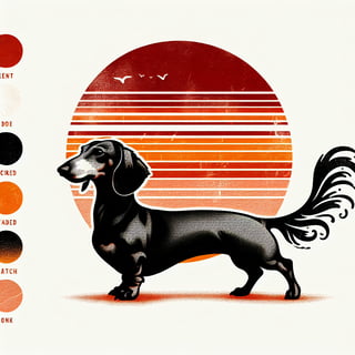 Retro Dachshund Clipart Design