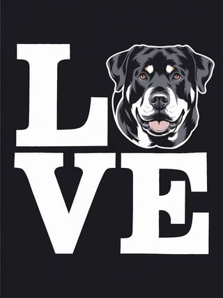Bold Love T-Shirt Design with Rottweiler Head