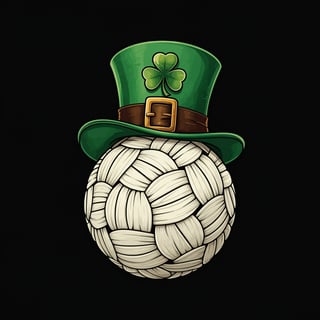 Vintage Sepak Takraw Ball with Leprechaun Hat
