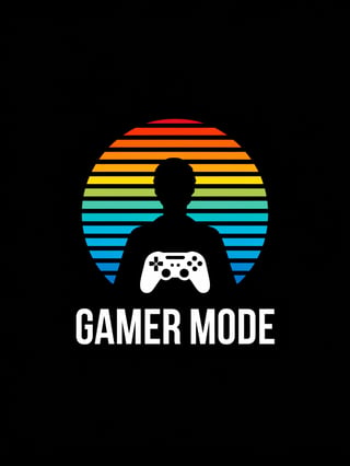 Vintage Gamer Silhouette at Sunset
