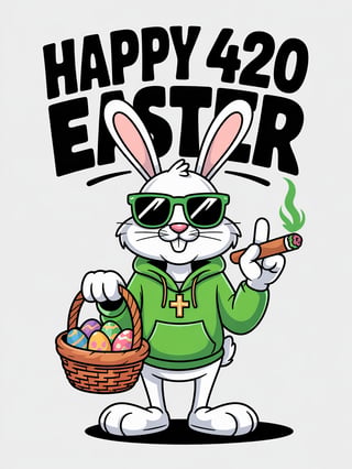Stylized Bunny with Easter and 420 Theme