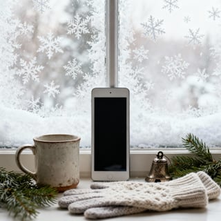 Cozy Winter Scene with Frosted Window