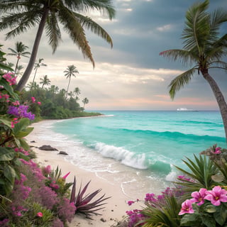 Elegant Tropical Beach and Ocean Scene