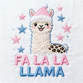 Cute Christmas Llama Embroidery Design