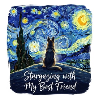 Painterly German Shepherd Starry Night