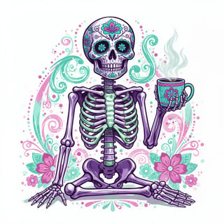Colorful Day of the Dead Skeleton Art