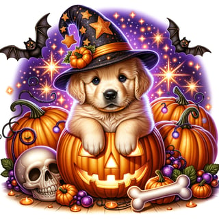 Cute Halloween Golden Retriever Puppy