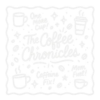 White Line-Art Coffee Doodle Design
