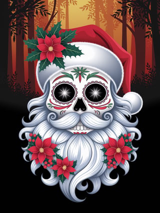 Santa Claus Sugar Skull Illustration