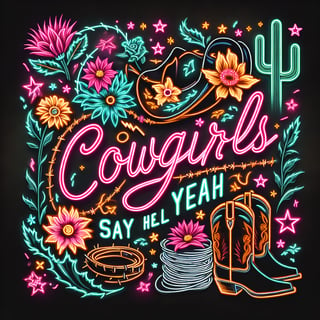 Neon Western Floral Design
