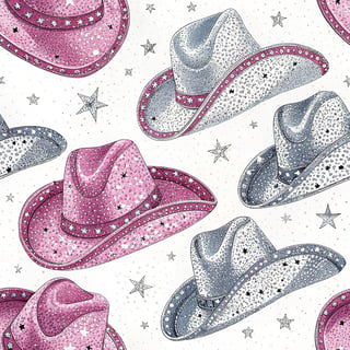 Glittery Pink and Silver Cowboy Hats