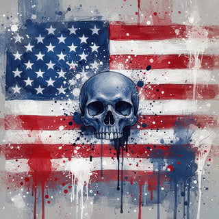 Gritty American Flag with Skull Art