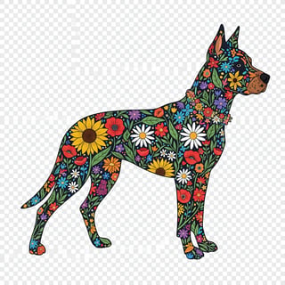 Boho Floral Catahoula Leopard Dog Art