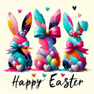 Vibrant Easter Bunny Brushstroke Art