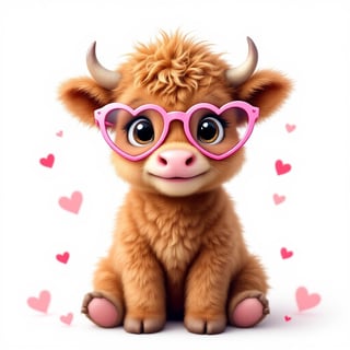 Cute Highland Cow with Heart Glasses