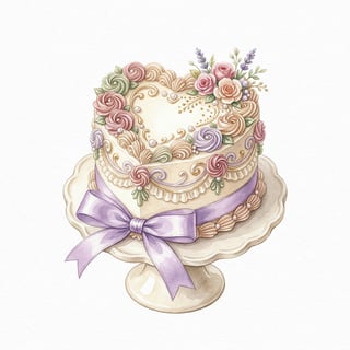 Watercolor Mini Heart-Shaped Cake