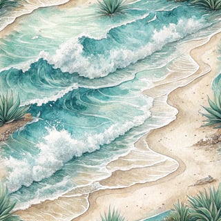 Watercolor Ocean Waves Pattern
