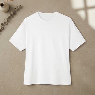 White Oversized Boxy Tee Flatlay