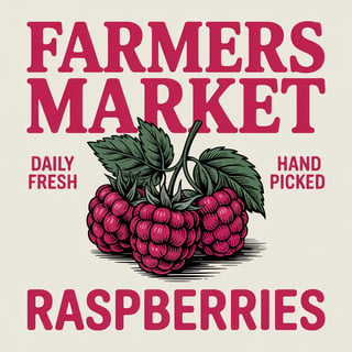 Vintage Farmers Market Raspberries Ad