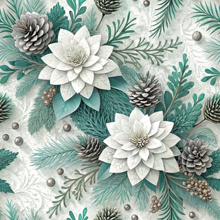 3D Winter Flowers with Pine Sprigs