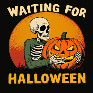 Vintage Waiting For Halloween Skeleton