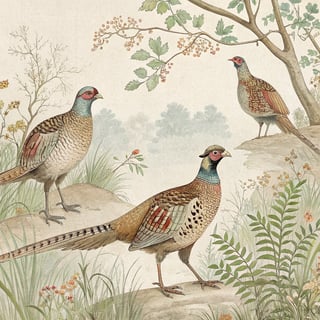 Botanical Wildlife Pheasant Illustration