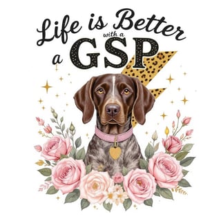 German Shorthaired Pointer with Roses