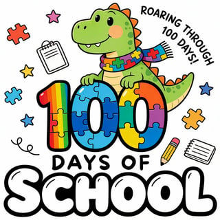 100 Days of School Dinosaur Design