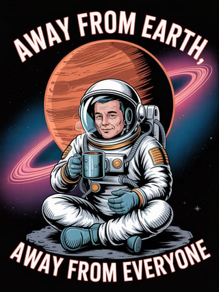 Retro Sci-Fi Astronaut with Coffee