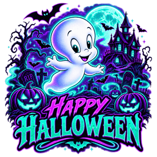 Neon Casper Halloween T-Shirt Design