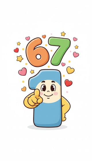 Cheerful Number Characters 1, 6 & 7