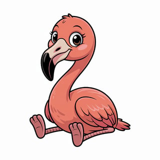 Cute Animated Flamingo Nursery Art