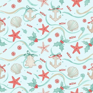 Coastal Christmas Seamless Pattern
