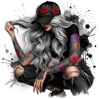 Edgy American Woman with Silver Hair