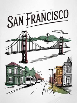 San Francisco 2D Hand-Drawn Sketch Design