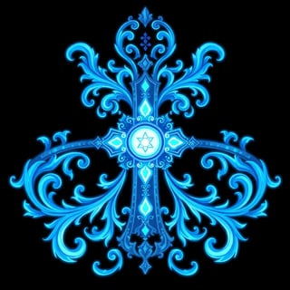 Symmetrical Fantasy Neon Cross Illustration