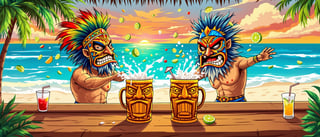 Tiki Bar with Lucha Libre Wrestlers