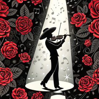 Elegant Mariachi Violin Silhouette