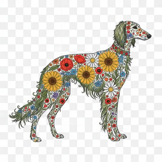 Boho Floral Saluki Illustration