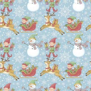 Whimsical Snowmen and Elves Pattern