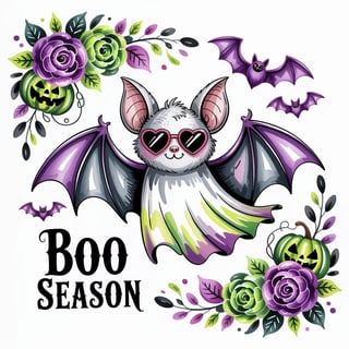 Cute Bat with Halloween Elements
