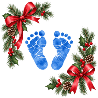 Blue Baby Footprints Christmas Heart