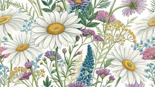 Vibrant Floral Illustration of Daisies