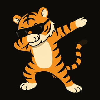 Cartoon Tiger Dabbing with Sunglasses