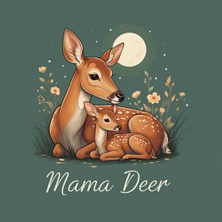 Mama Deer in Moonlit Meadow