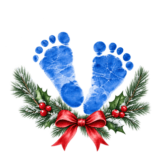 Blue Baby Footprints Christmas Heart