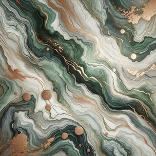Abstract Marble Composition with Green and Gold