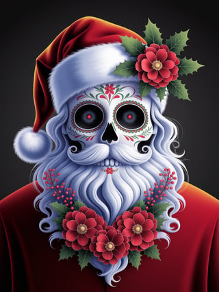 Santa Claus Sugar Skull Illustration