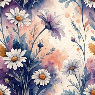 Dreamy Abstract Watercolor Daisies