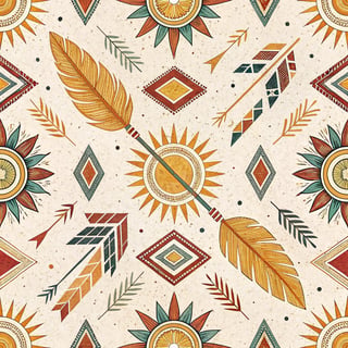 Bohemian Pattern with Sunbursts and Arrows